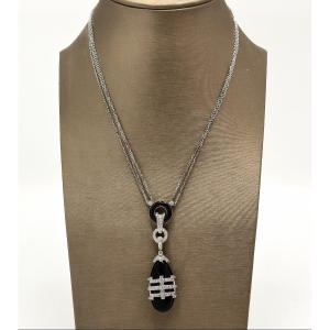 18k White Gold Art Deco Style Necklace