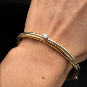 Rigid Bracelet In 18k Yellow Gold And Diamonds