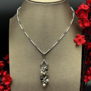 Collier En Or Vintage Perles Et Diamants