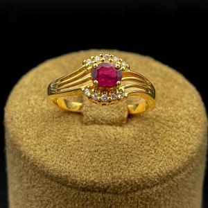 Bague Solitaire Rubis Et Diamants