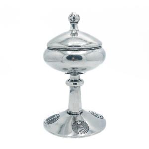 Art Deco Ciborium In Solid 900/1000 Silver,