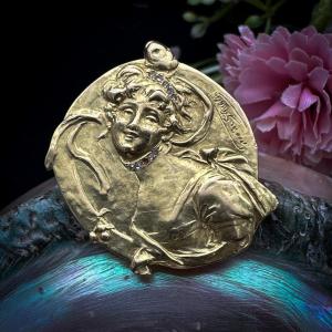 18k Gold Art Nouveau Brooch Signed Van Der Straeten