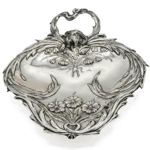 Centre De Table Art Nouveau En Argent Massif 812/1000