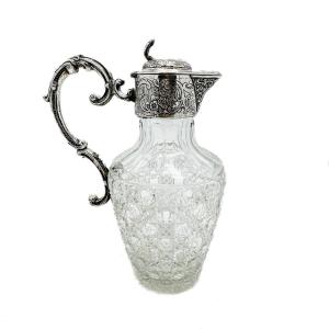 19th Century Crystal And Sterling Silver Wine Decanter 