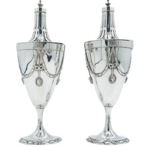 Pair Of Dutch Sterling Silver Shakers 