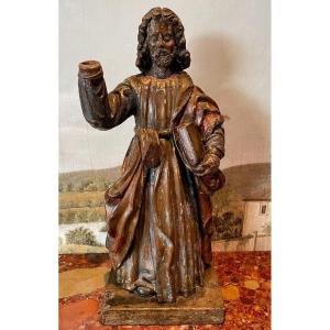 Religious Sculpture In Polychrome Wood – Saint Peter – 18th Century