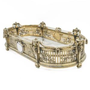 Wolfers – Louis XVI Style Silver Vermeil Jardiniere With Goat Head And Garland Decoration