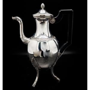 Cafetière De Style Empire En Argent Massif 800/1000