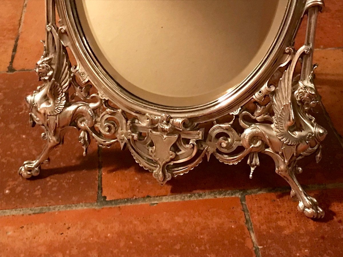 Toilet Mirror In Silvered Bronze Circa 1870-photo-3