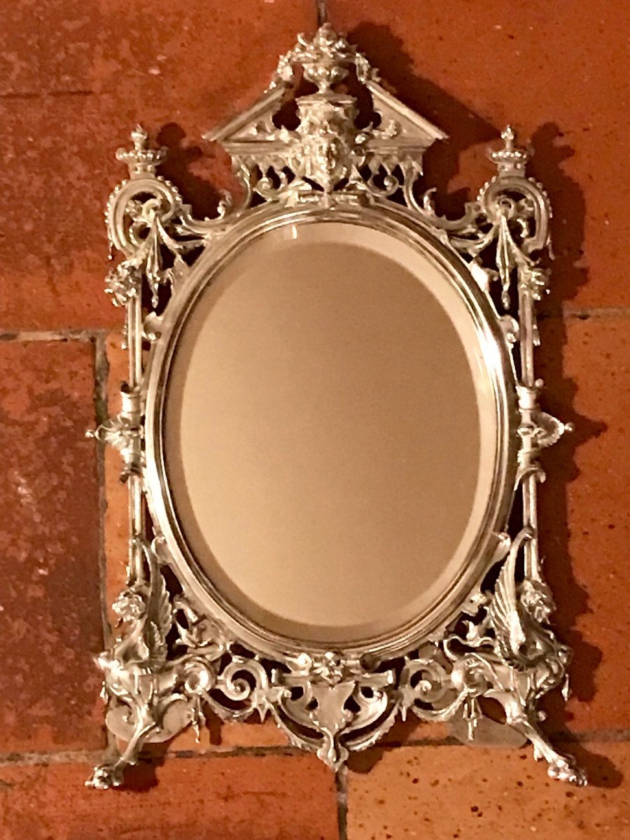 Toilet Mirror In Silvered Bronze Circa 1870-photo-6