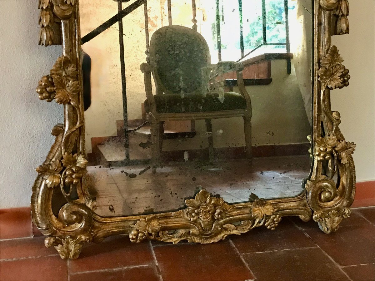 Mirror With Parecloses Gilt Wood Provence 18th Louis 15 Period-photo-3