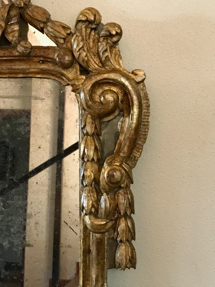 Mirror With Parecloses Gilt Wood Provence 18th Louis 15 Period-photo-6