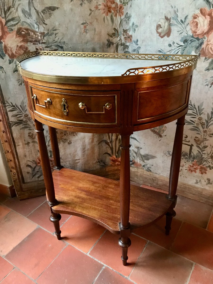 Petite Console Demi-Lune époque Louis XVI Acajou XVIIIe-photo-4