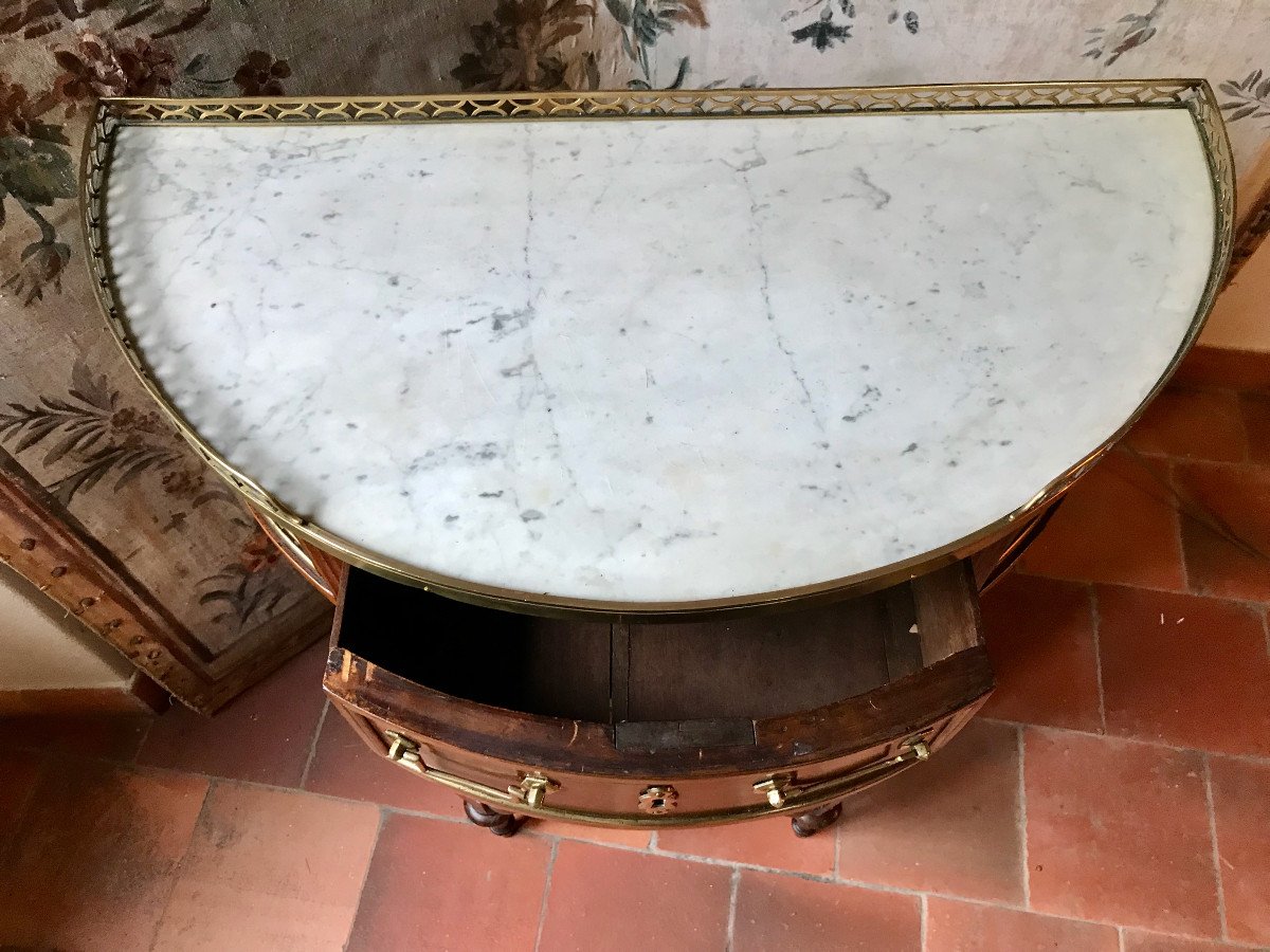 Petite Console Demi-Lune époque Louis XVI Acajou XVIIIe-photo-1