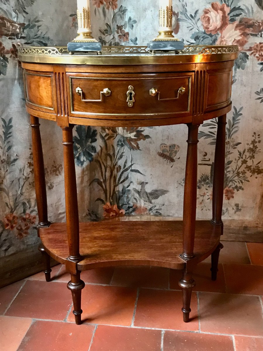 Petite Console Demi-Lune époque Louis XVI Acajou XVIIIe