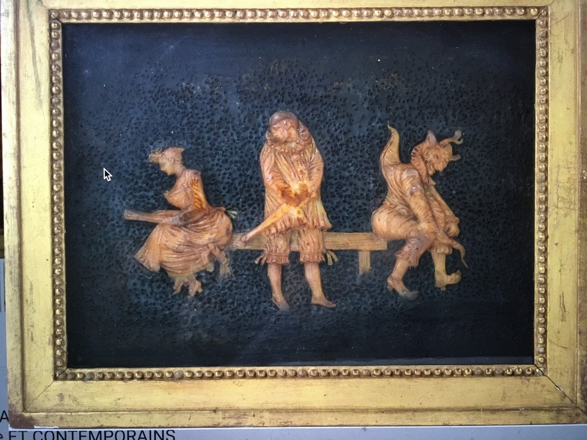 Wax Painting In Semi Relief Commedia Dell'arte Italy 19th Century-photo-5