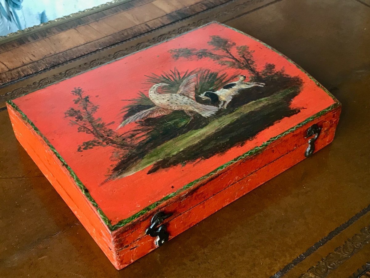 18th Century Lacquered Wood Quadrille Token Or Game Box-photo-2