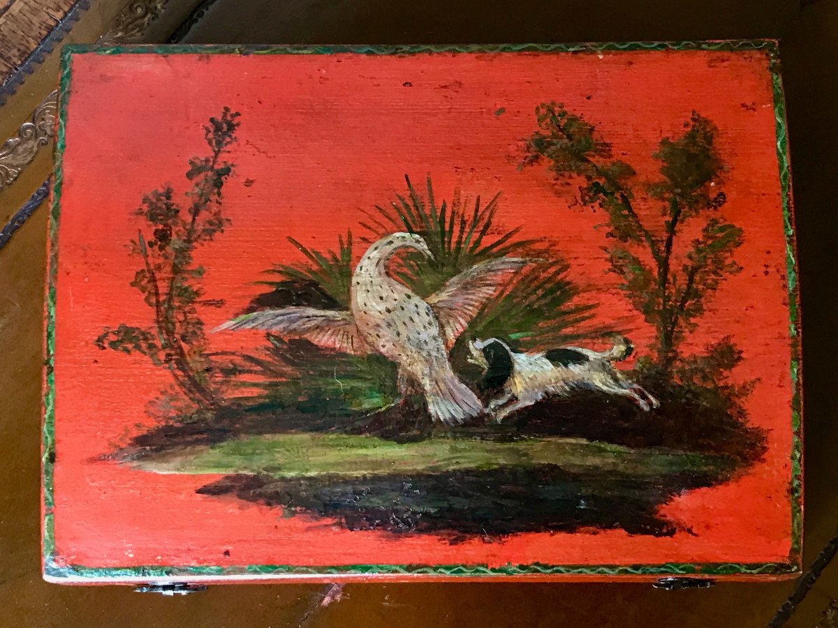 18th Century Lacquered Wood Quadrille Token Or Game Box-photo-3
