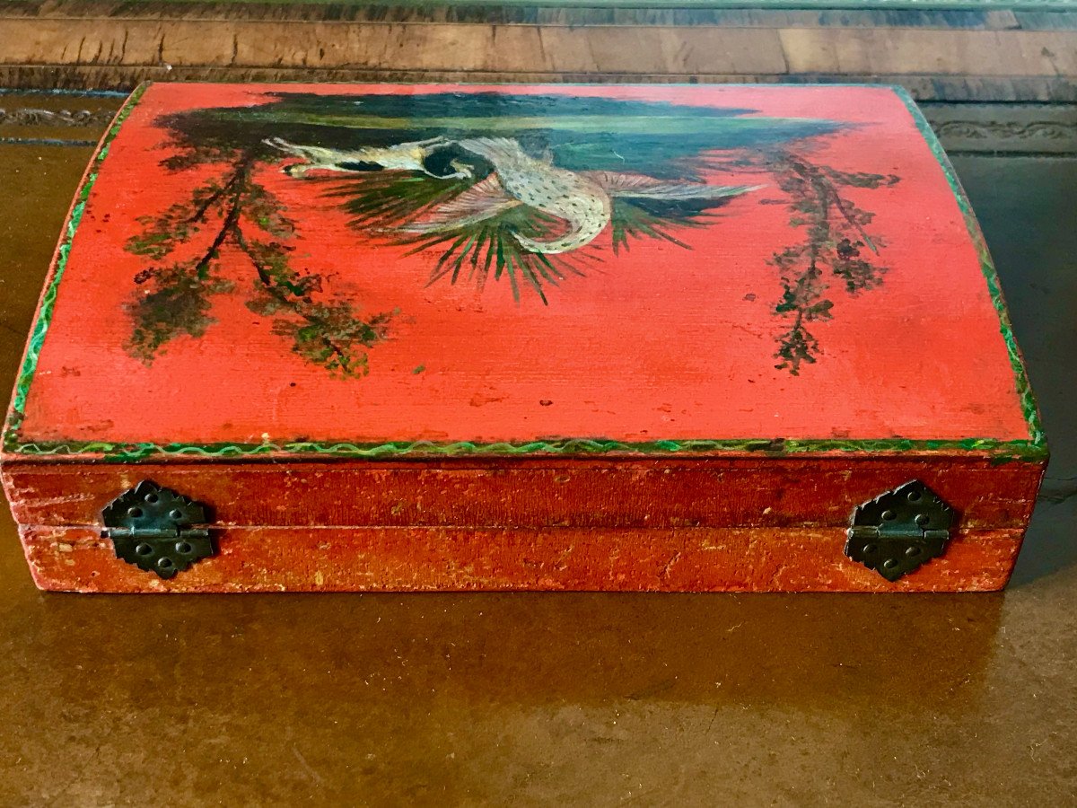18th Century Lacquered Wood Quadrille Token Or Game Box-photo-4