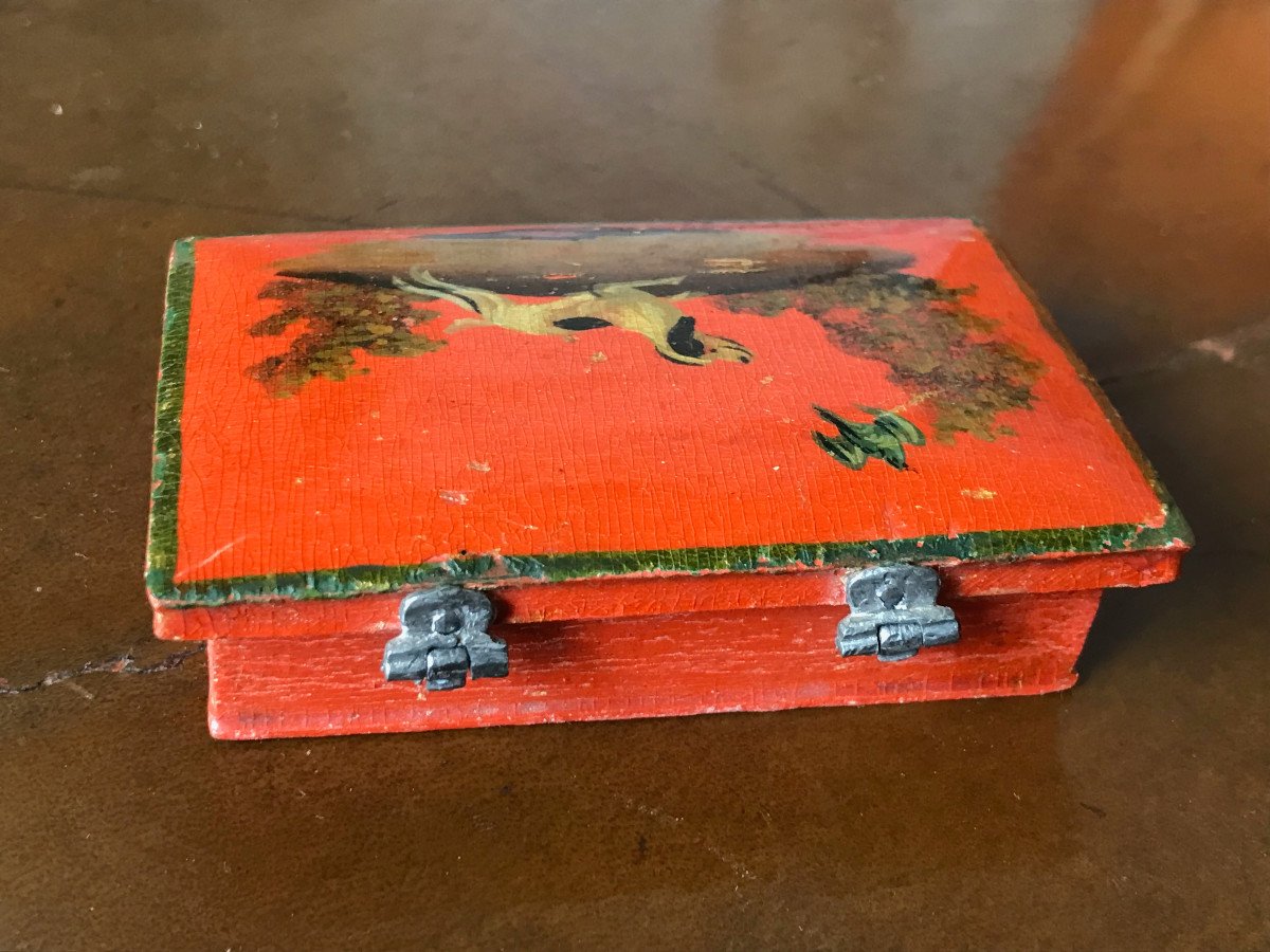 18th Century Lacquered Wood Quadrille Token Or Game Box-photo-5