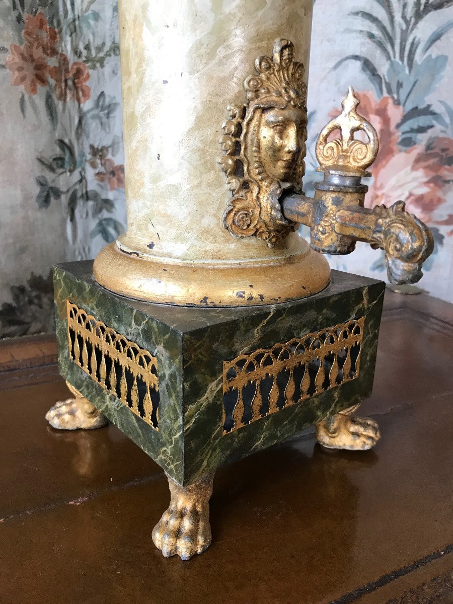 Coffee Fountain Painted Sheet Metal And Gilded Lead Early 19th Century-photo-3