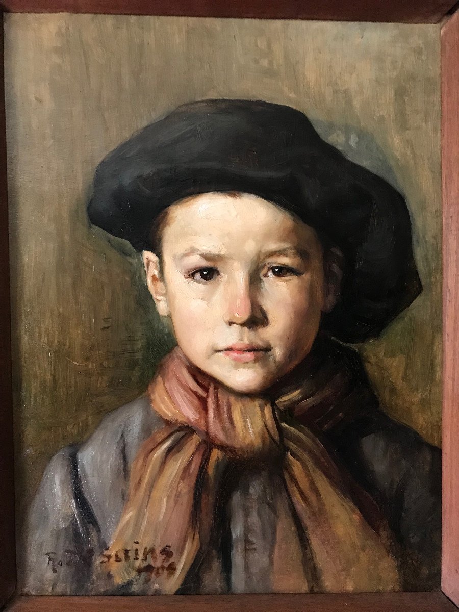 Portrait Of A Schoolboy Child Signed And Dated 1909-photo-2