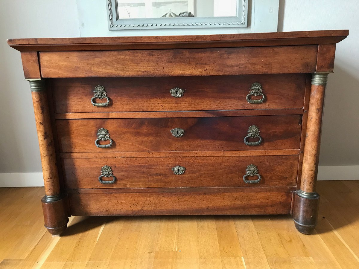 Empire Period Chest Of Drawers Walnut And Burl Walnut Early 19th Century-photo-2