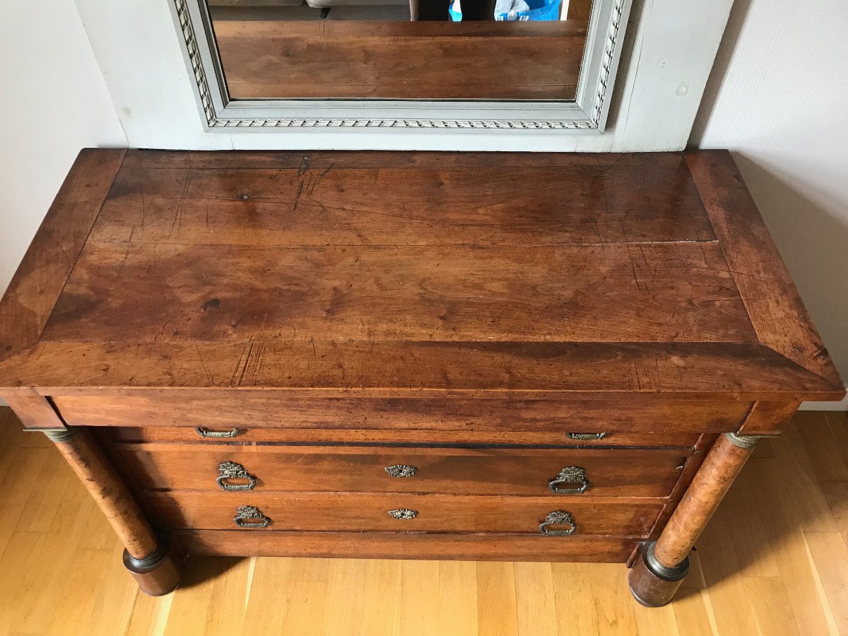 Empire Period Chest Of Drawers Walnut And Burl Walnut Early 19th Century-photo-3