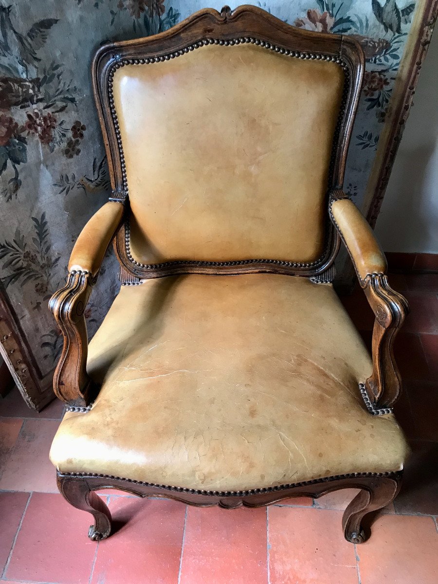 Very Large Louis 15 Period Armchair Walnut Mid-18th Century -photo-4