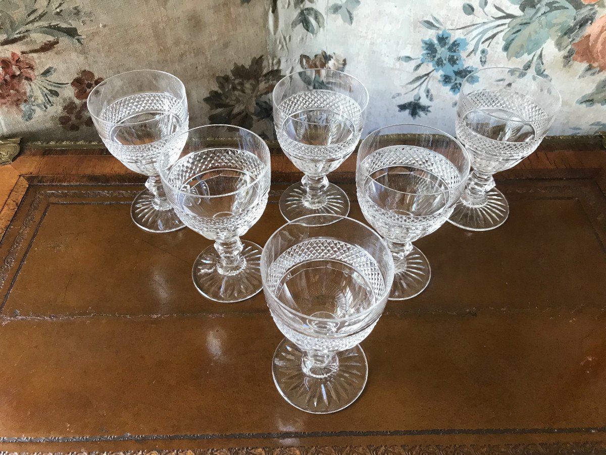 Suite De 6 Verres à Eau Ou à Vin Modèle Trianon Cristal Saint Louis-photo-2