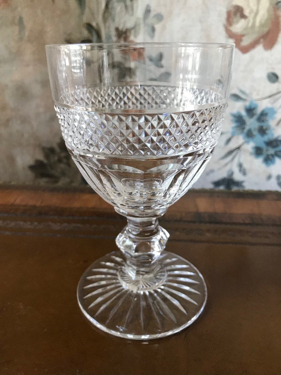 Suite De 6 Verres à Eau Ou à Vin Modèle Trianon Cristal Saint Louis-photo-4