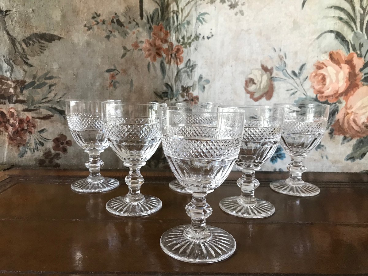 Suite De 6 Verres à Eau Ou à Vin Modèle Trianon Cristal Saint Louis