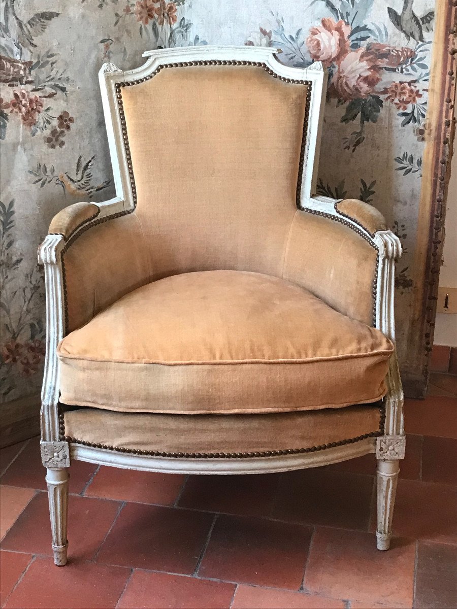 Large Bergère XVIIIe d'époque Louis XVI-photo-2