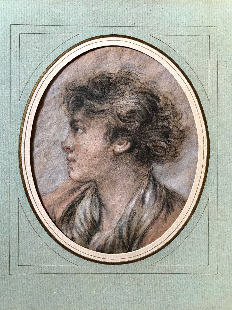 Dessin Portrait XVIIIe Siècle Ent. François Boucher-photo-2