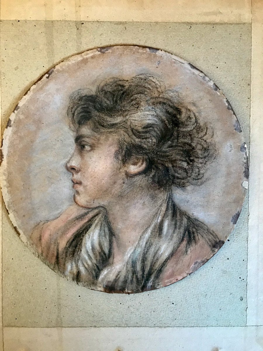 Dessin Portrait XVIIIe Siècle Ent. François Boucher-photo-1