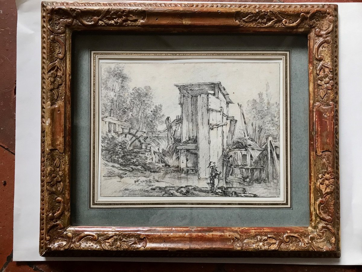 Framed Drawing By François Boucher 18th-photo-3