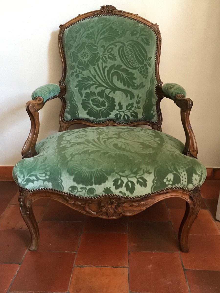 Large 18th Century Low Armchair, Louis XV Period-photo-2