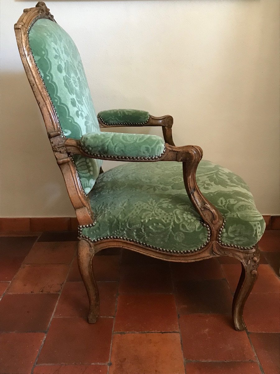 Large 18th Century Low Armchair, Louis XV Period-photo-3