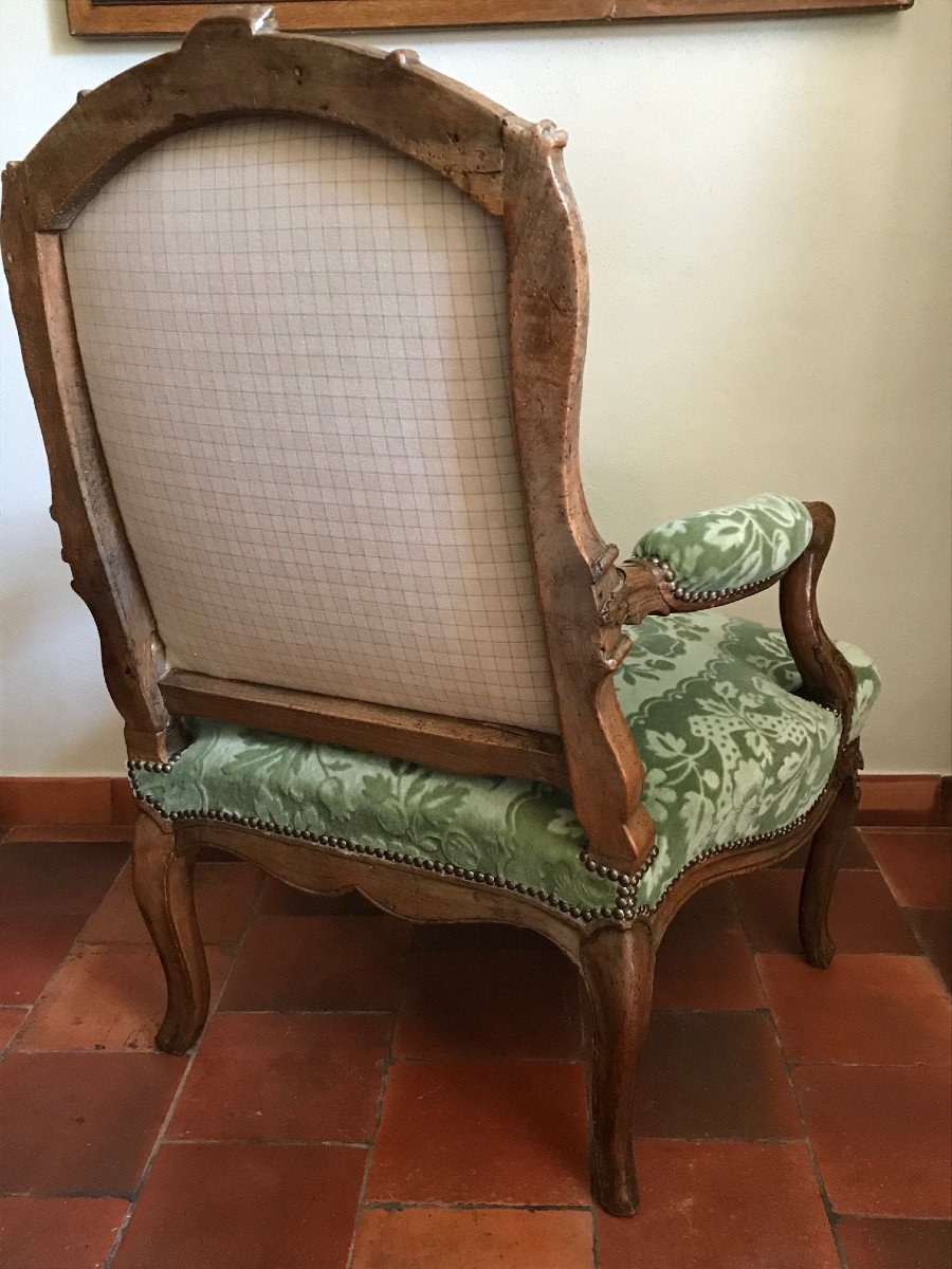 Large 18th Century Low Armchair, Louis XV Period-photo-4