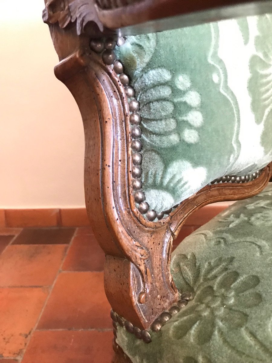 Large 18th Century Low Armchair, Louis XV Period-photo-8