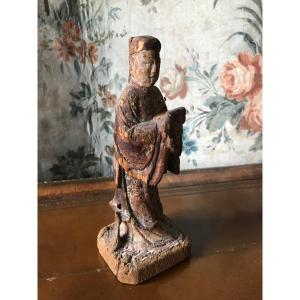 Votive Sculpture Painted Wood China 17th Century