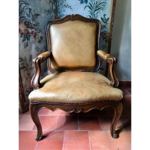 Very Large Louis 15 Period Armchair Walnut Mid-18th Century 