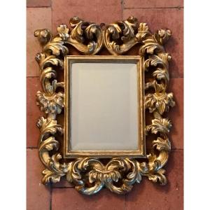 Small Baroque Mirror In Gilded Wood, 18th Century