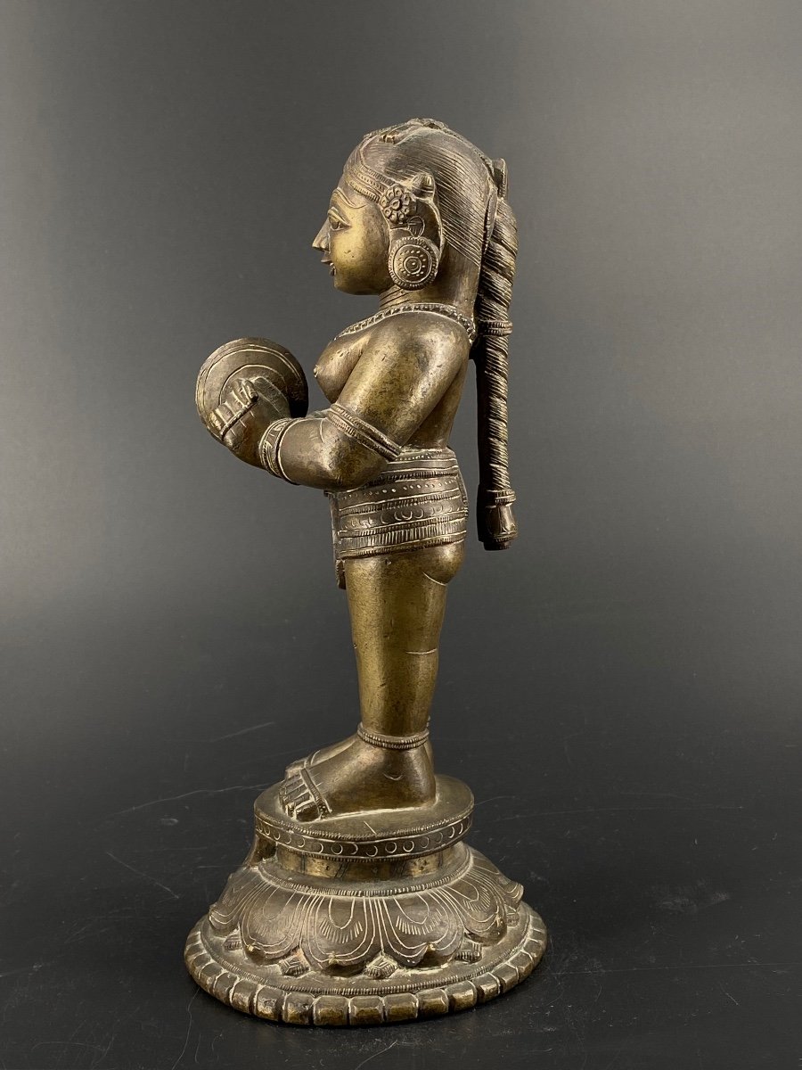 Musicienne, bronze, Inde, XIX ème-photo-3