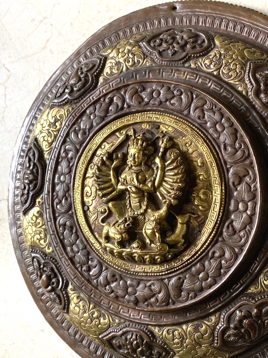 Durga, Repoussé With Gilding, Nepal XVIII Th