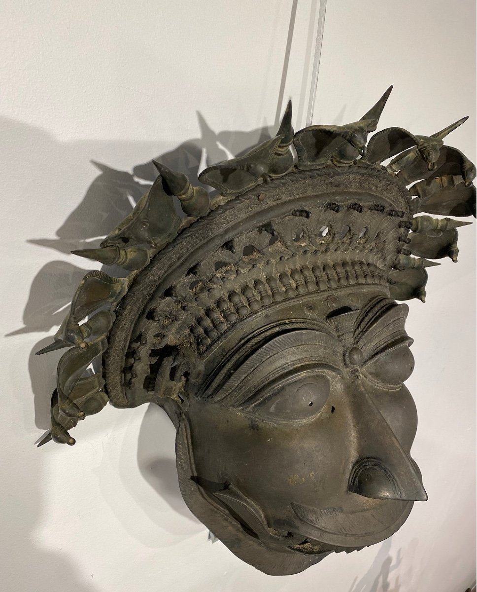 Masque Bhuta, bronze du Karnataka, Inde-photo-2