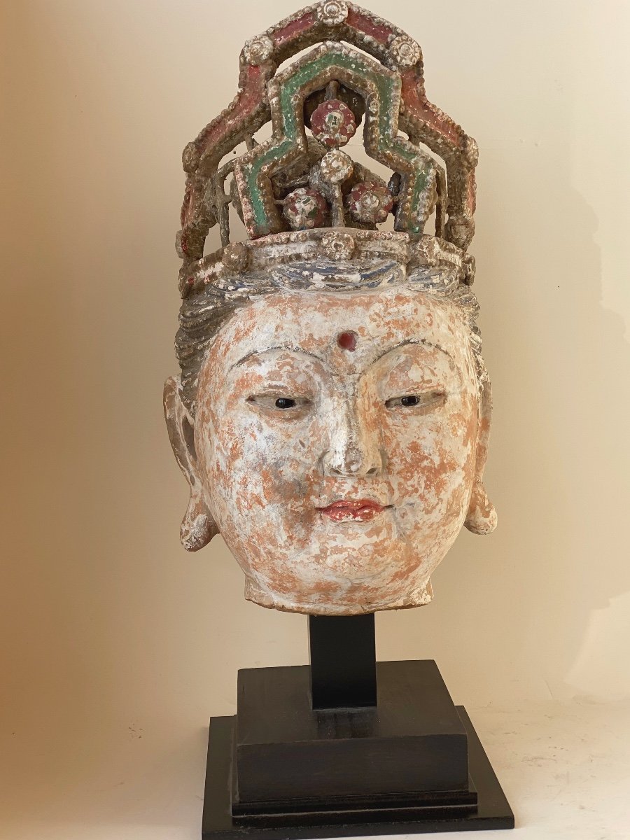 Guanyin, stuc polychrome, taille réelle, Chine, époque  Ming-photo-2