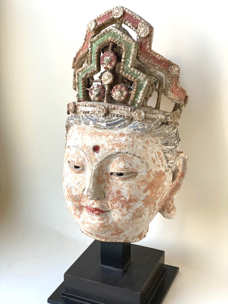 Guanyin, stuc polychrome, taille réelle, Chine, époque  Ming-photo-5