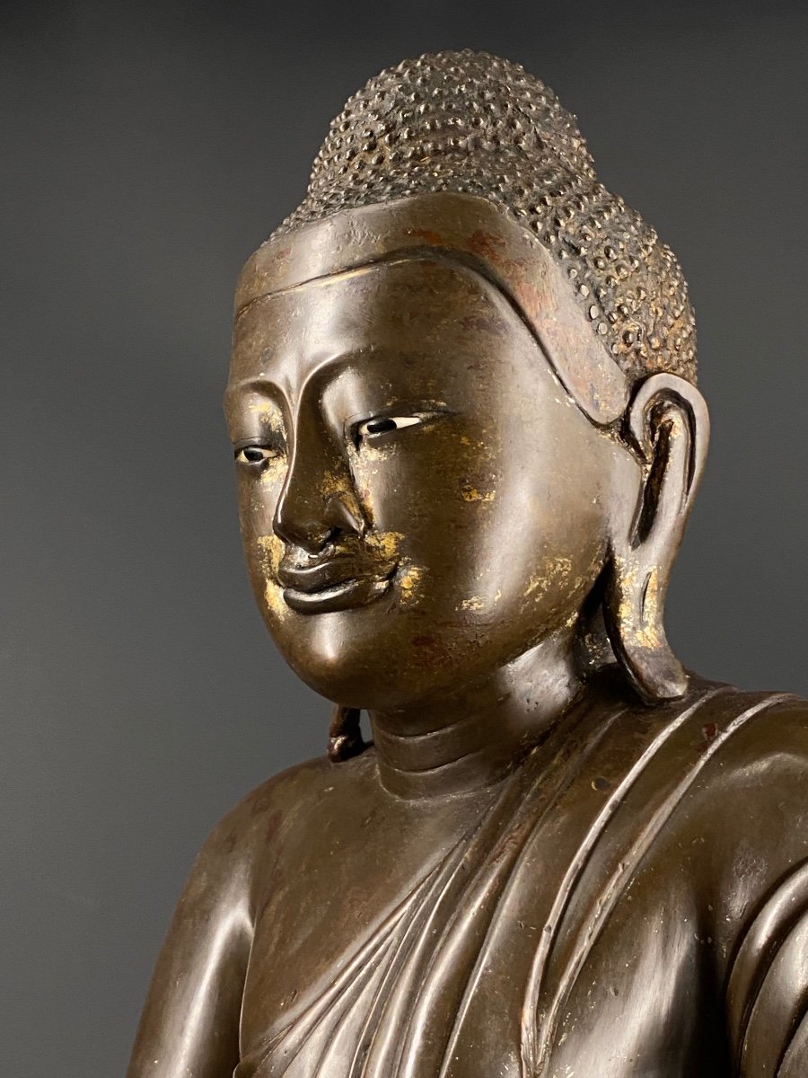 Large Bronze Buddha, Burma, 19th Century-photo-2