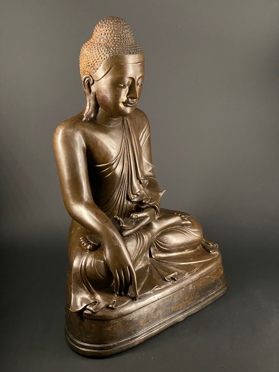 Large Bronze Buddha, Burma, 19th Century-photo-3